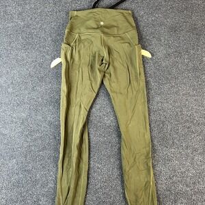 Lululemon Pants Womens 6 Green High Rise Pocket Leggings Yoga Running Athletic